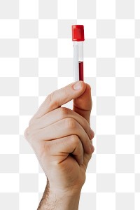 Hand holding a blood test tube transparent png