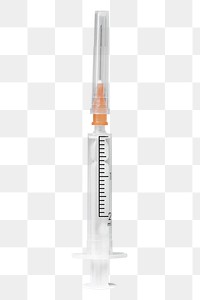 Closeup of an empty syringe mockup transparent png