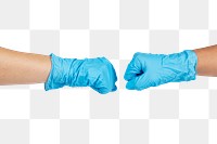 Medical staff bumping fists to support each other during coronavirus pandemic transparent png