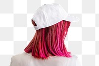 Woman wearing a white cap png mockup