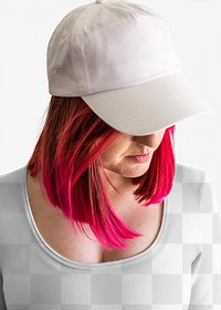 Women's apparel mockup whit cap png