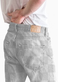 Men&#39;s jeans mockup png rear view
