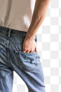 Blue jeans back pocket mockup png studio shot