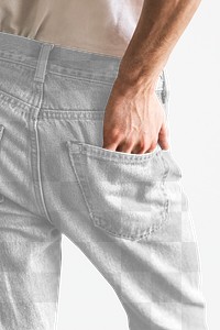 Blue jeans back pocket mockup png studio shot