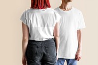 Couple&#39;s white tee mockup png casual apparel 