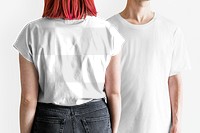 Couple's white tee mockup png casual apparel 