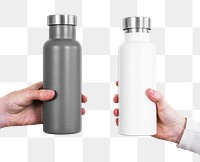 Gray and white water bottle png mockups