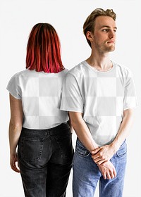 Couple&#39;s white tee mockup png casual apparel 