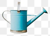 Blue watering can garden tool png mockup