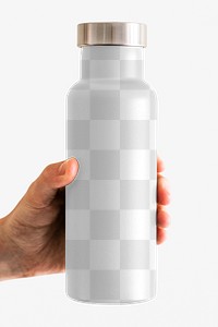 Gray water bottle png mockup