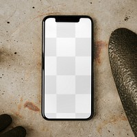 Png mobile phone screen mockup flatlay