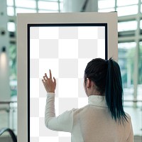 Transparent information screen mockup png at a shopping mall