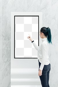 Transparent information screen mockup png at a shopping mall