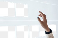Transparent screen mockup png girl pointing
