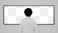 Transparent screen mockup png on a wall