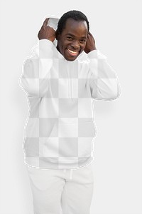 Hoodie png mockup sporty menswear photoshoot