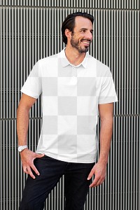 Png menswear polo shirt mockup casual apparel outdoor shoot