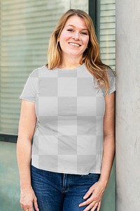 Png women&rsquo;s tee on woman in the city