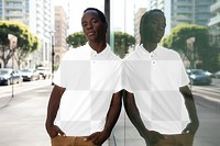 Png polo shirt mockup street style menswear fashion apparel shoot