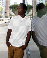 Png polo shirt mockup street style menswear fashion apparel shoot