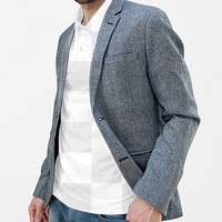 Png polo shirt mockup under gray blazer men&rsquo;s apparel business casual style