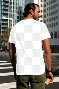 Png printed back t-shirt mockup white minimal style men&rsquo;s streetwear