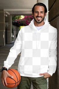 Hoodie png mockup on a man with basketball