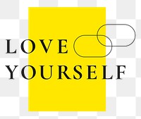 Png love yourself typography on yellow background