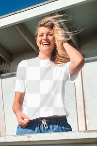 Png women’s tee mockup basic summer apparel photoshoot