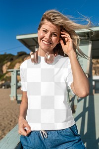 Png women’s tee mockup basic summer apparel photoshoot