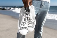 Png canvas sneakers transparent mockup beach apparel outdoor shoot
