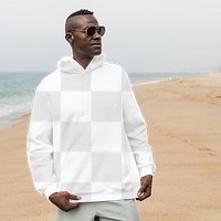 Png men’s hoodie transparent mockup basic winter apparel photoshoot