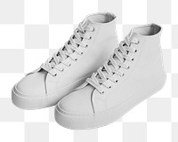 White leather high top mockup png sneakers
