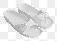 White buckle slide sandal png slippers