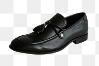 Men&#39;s black tassel shoes mockup png