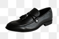 Men's black tassel shoes mockup png