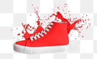 Red high top sneaker with colors splash