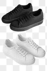 Png black and white sneakers pair mockup