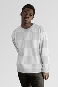 Men's sweater png mockup minimal apparel on black model