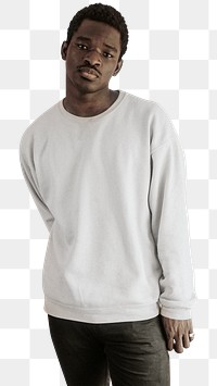 Men's sweater png mockup minimal apparel on black model