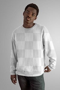 Men's sweater png mockup minimal apparel on black model