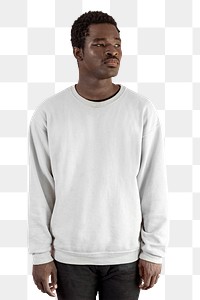 Men's sweater png mockup minimal apparel on black model