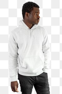 Men&#39;s hoodie apparel mockup png on black model