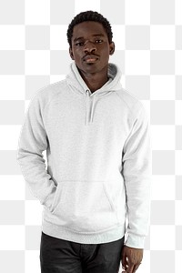 Men's hoodie apparel mockup png on black model