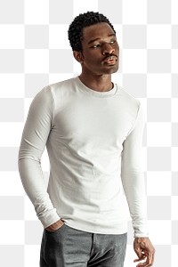 Men's long sleeves sweater mockup png on African American model