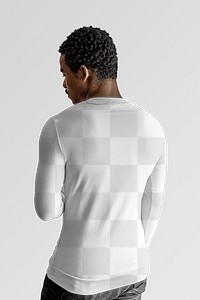 Men's long sleeves sweater mockup png on African American model