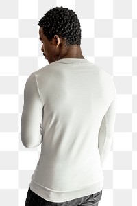 Men&#39;s long sleeves sweater mockup png on African American model