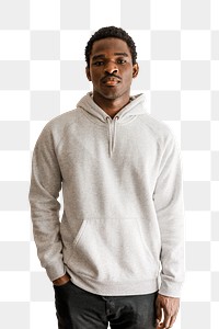 Men&#39;s blank hoodie mockup png on black model