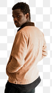 Men's short jacket png mockup on anfrican american male model