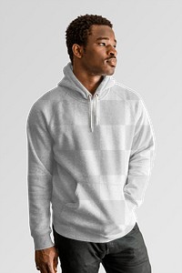Men's blank hoodie mockup png on black model